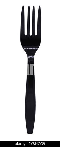 Black plastic fork isolated on white background Stock Photo