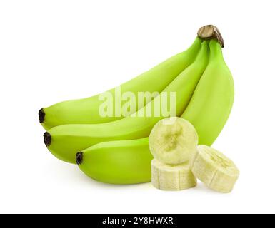 Fresh ripe green bananas isolated on white Stock Photo