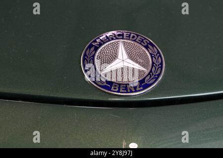 Logo, Schriftzug des deutschen Kraftfahrzeug Hersteller Mercedes - Benz an einem PKW, *** Logo, lettering of the German car manufacturer Mercedes Benz on a car, Stock Photo