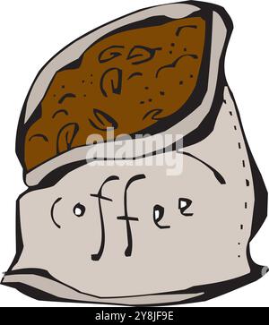 burlap sack full of coffee beans design vector illustration Stock Vector