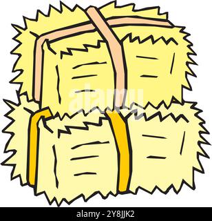 Dry haystacks on white background cartoon icon vector illustration Stock Vector