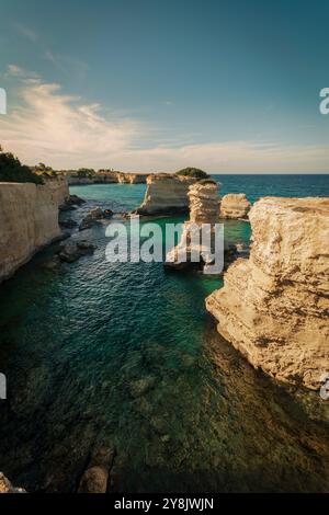 The Sant Andrea Stacks, Faraglioni, in Salento, Puglia, Italy Stock Photo