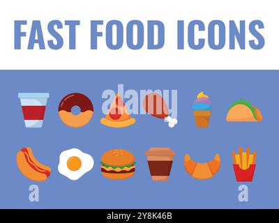 Fast Food icons set. fast food vector icons. junk fast food icons vector Stock Vector