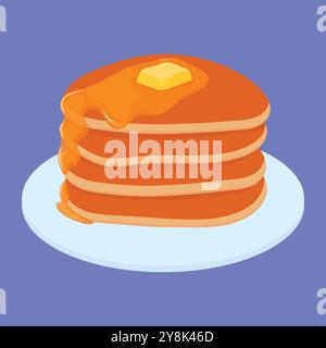 Pancakes vector icon. stack of Pancakes with butter and syrup vector icon Stock Vector