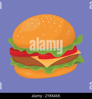 Burger vector icon. hamburger fast food illustration. burger junk food icon Stock Vector