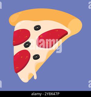 Pizza Slice vector icon. pizza slice illustration. pepperoni pizza vector Stock Vector