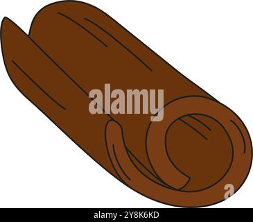Cinnamon stick in trendy soft brown shades in minimalistic cartoon style. Isolated Design element. Vector illustration Cards, poster, leaflets, banner, brochures, greetings, price, label or web promo Stock Vector