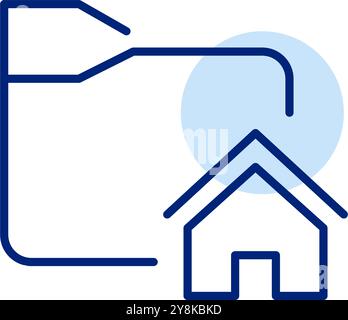 Folder with home symbol. Digital smart home management, home office files. Pixel perfect vector icon Stock Vector