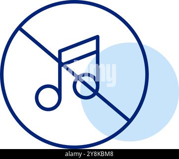 Crossed musical note. Muted audio. Playback disabled. Silent mode indicator. Pixel perfect vector icon Stock Vector