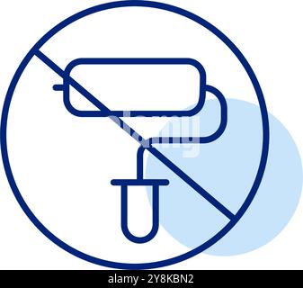 Paint roller in crossed symbol. House renovation prohibited. Real estate rent and lease agreements. Pixel perfect vector icon Stock Vector