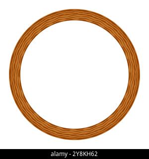 Wood texture effect decorative border frame vector design. Round circle shape frame border or text box with blank empty place for title text isolated Stock Vector