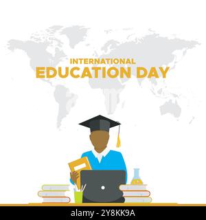 Education Day, 11 November, greeting card, stock illustration, Education Day editable template. eps file. Stock Vector