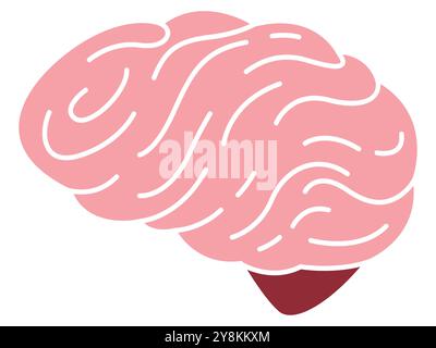 Brain mind human organ colored version anatomy science biology learning education design Stock Vector