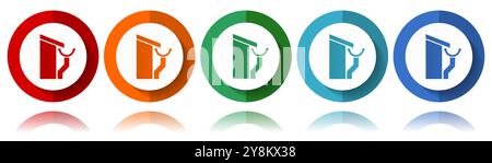 Roof and gutter, guttering home vector icons, flat icon set for logo design, webdesign and mobile applications, colorful web button collection in eps Stock Vector