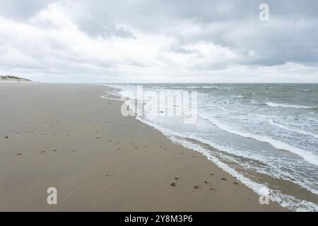 sandy beach in ouddorp, the netherlands, in bad cloudy autumn weather Stock Photo