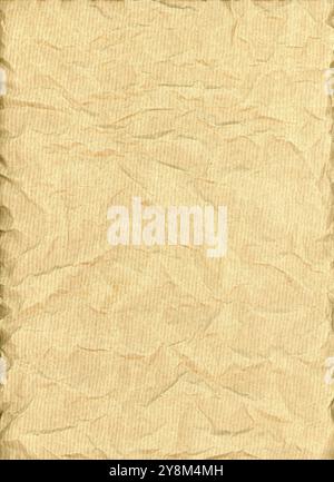 Crumpled brown parcel wrapping kraft paper textured background Stock Photo