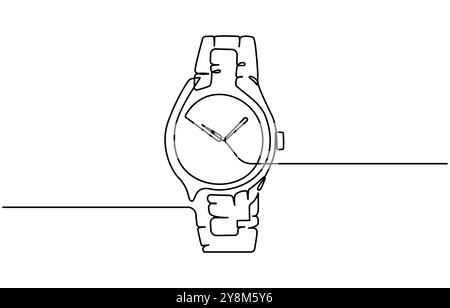 One continuous line drawing of wristwatch. Thin Line Illustration ...