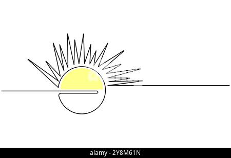 Continuous one line Sun and cloud drawing of isolated outline vector illustration Stock Vector