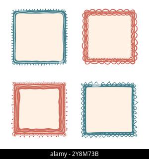 Vector Illustration of assorted doodle square frames. Vector illustration Stock Vector