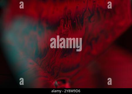 Red and purple fluid pattern, fluid background, plasma, fluid movement, red sphere, smooth movement, lines in the dark background Stock Photo