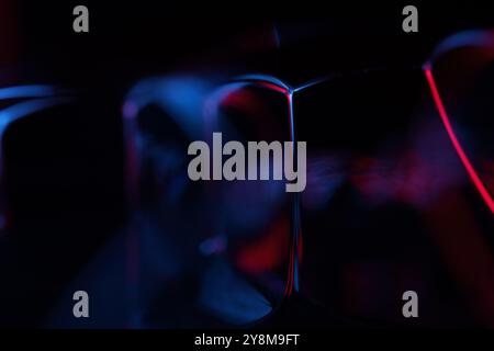 Red and dark blue fluid pattern, fluid background,, dark gloomy background, bubbles connection Stock Photo
