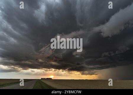 Prairie Storm Canada Summer time clouds warning Stock Photo