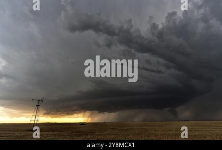 Prairie Storm Canada Summer time clouds warning Stock Photo