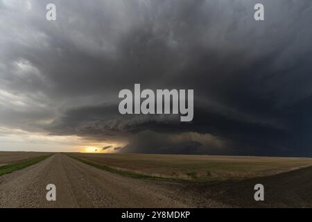 Prairie Storm Canada Summer time clouds warning Stock Photo