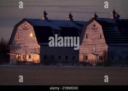 Double barn Saskatchewan near Moose Jaw Canada Stock Photo