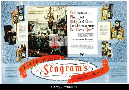 1937 Seagram's Whiskey with Good Cheer Christmas Ad Stock Photo