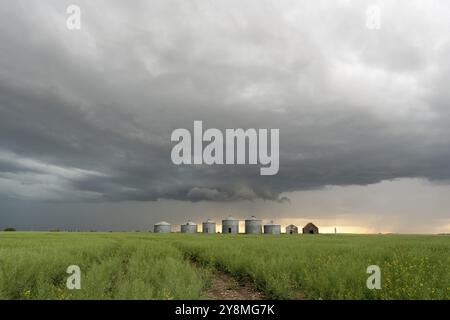 Prairie Summer Storms Saskatchewan Canada Ominous danger Stock Photo