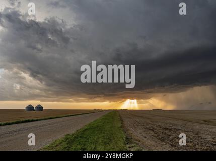 Prairie Storm Canada Summer time clouds warning Stock Photo