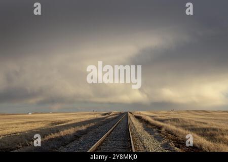 Prairie Storm Clouds rural Saskatchewan Canada Spring Stock Photo