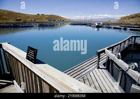 Lake Benmore Salmon Farm South Island New Zealand Stock Photo