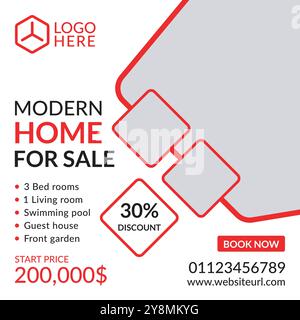 Vector real estate house sale Instagram and Facebook post design or social media web banner template Stock Vector