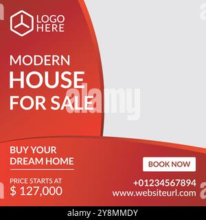 Vector real estate house sale Instagram and Facebook post design or social media web banner template Stock Vector