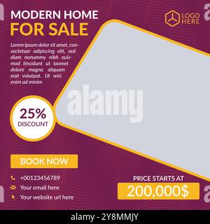 Modern House for Sale Social Media Template Professional Vector Design Stock Vector