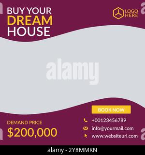 Vector real estate house sale Instagram and Facebook post design or social media web banner template Stock Vector