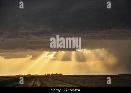 Prairie Storm Canada Summer time clouds warning Stock Photo