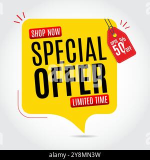 Special offer vector design template, Sale banner tag, special offer label, Limited time offer banner, hanging tag, speech bubble design for marketing Stock Vector