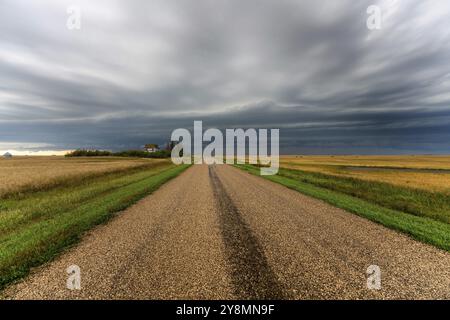 Prairie Storm Canada Summer time clouds warning Stock Photo