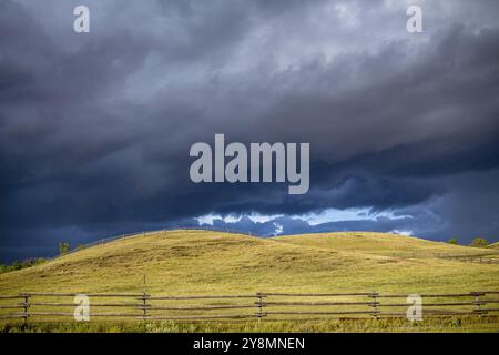 Prairie Storm Canada Summer time clouds warning Stock Photo