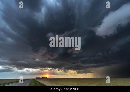 Prairie Storm Canada Summer time clouds warning Stock Photo