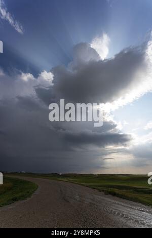 Prairie Storm Canada Summer time clouds warning Stock Photo