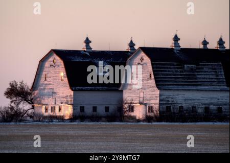 Double barn Saskatchewan near Moose Jaw Canada Stock Photo