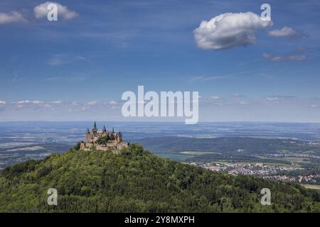 Aerial view of Hohenzollern Castle in summer Stock Photo