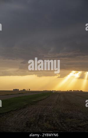 Prairie Storm Canada Summer time clouds warning Stock Photo