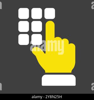 Hand finger entering pin code icon on dark background. Unlock and password symbol. Security sign. Graph symbol for your web site design, logo, app, UI Stock Vector