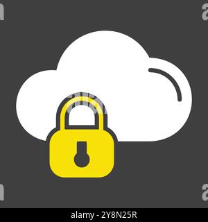Cloud security vector icon on dark background. Data cloud with lock symbol. Security sign. Graph symbol for your web site design, logo, app, UI Stock Vector