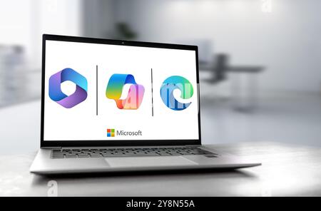 Microsoft software products Copilot, Office and Edge Stock Photo